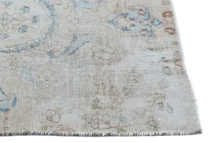 Semi Antique Muted Cream Floral 2'6X2'11 Distressed Oriental Rug