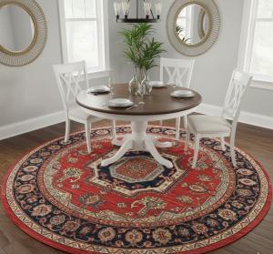 Red Geometric Tribal 9X9 Kazak Oriental Round Rug
