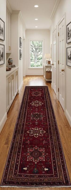 Vintage Red Floral 3'6X10' Goravan Persian Runner Rug