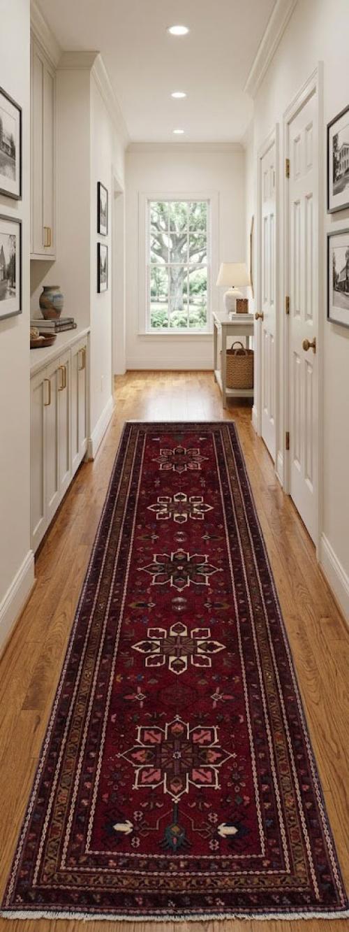 Vintage Red Floral 3'6X10' Goravan Persian Runner Rug