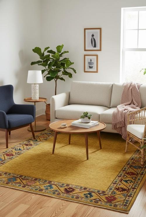 Gold Geometric Modern 6X9 Kazak Pakistan Rug