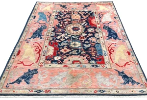 Dark Navy Floral Modern 5X7 Kazak Pakistan Rug