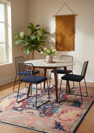 Dark Navy Floral Modern 5X7 Kazak Pakistan Rug