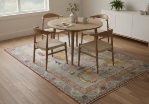 Pastel Gray Pictorial Modern 4'6X7'0 Kazak Pakistan Rug