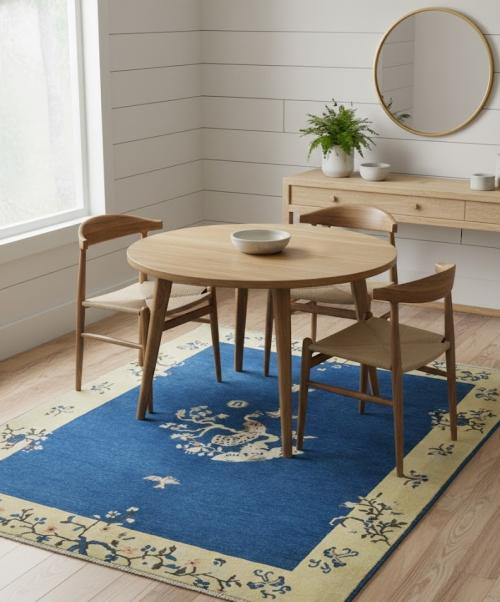 Navy Blue Bordered Modern 5'2X6'5 Kazak Pakistan Rug