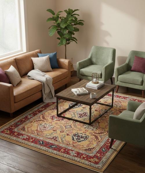 Rusty Beige Pictorial Modern 5X7 Kazak Pakistan Rug