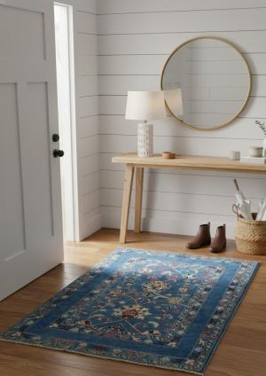 Blue Floral Modern 3X5 Kazak Pakistan Rug