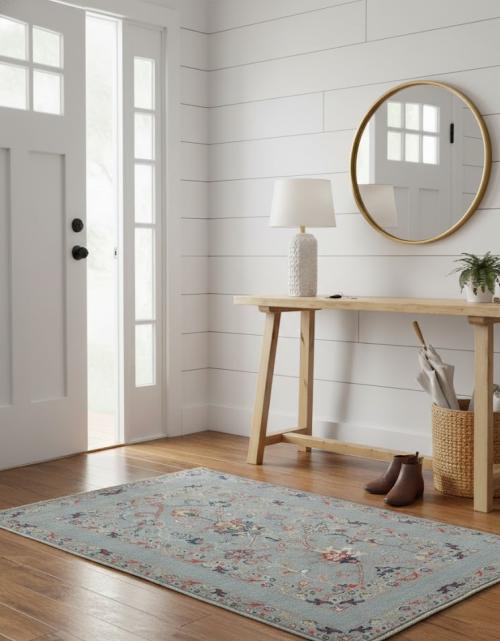 Gray Floral Modern 3X5 Kazak Pakistan Rug