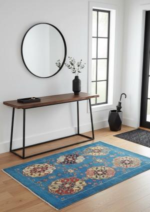 3'2 x 4'10 Hand Knotted Kazak Blue Pakistan Floral Wool Rug