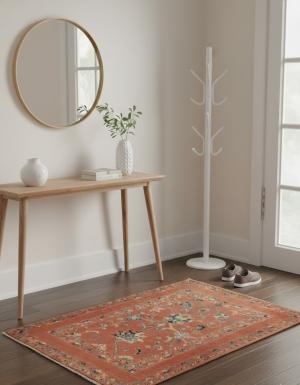 Orange Floral Modern 3X5 Kazak Oushak Pakistan Rug