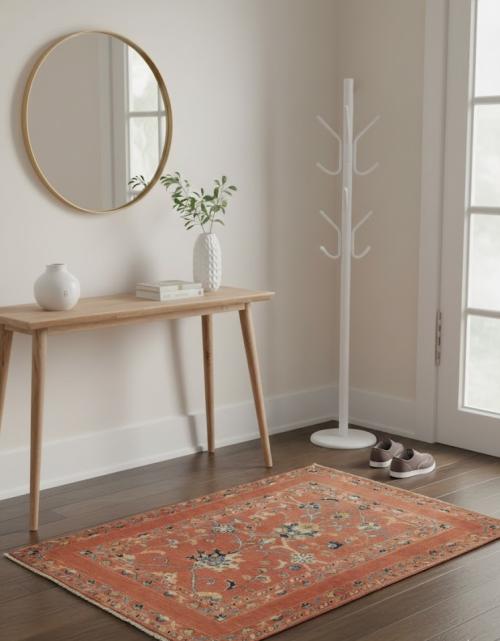 Orange Floral Modern 3X5 Kazak Oushak Pakistan Rug