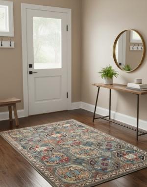 Brown Geometric Modern 4X6 Kazak Oushak Pakistan Rug