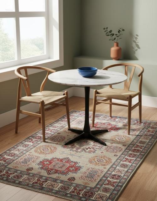 Beige Geometric Modern 4X6 Kazak Pakistan Rug