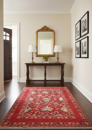 Red Floral Modern 4X6 Kazak Oushak Pakistan Rug