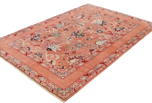 Coral Floral Modern 4X6 Kazak Oushak Oriental Rug