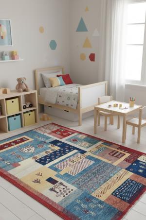 Multicolored Geometric Modern 4X6 Kazak Oushak Oriental Rug