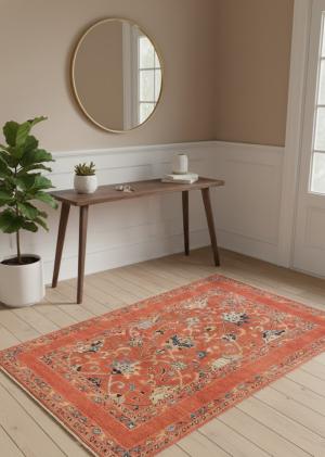 Orange Floral Modern 4X6 Kazak Osuhak Pakistan Rug