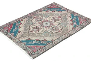 Semi Antique Muted Floral 1'8X2'4 Distressed Oriental Rug