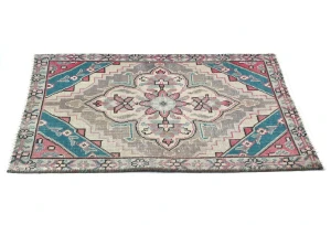 Semi Antique Muted Floral 1'8X2'4 Distressed Oriental Rug