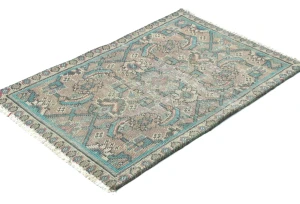 Semi Antique Muted Floral 1'7X2'4 Distressed Oriental Rug