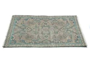 Semi Antique Muted Floral 1'7X2'4 Distressed Oriental Rug
