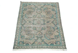 Semi Antique Muted Floral 1'7X2'4 Distressed Oriental Rug