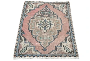 Semi Antique Muted Floral 1'8X2'6 Distressed Oriental Rug