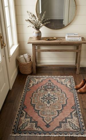 Semi Antique Muted Floral 1'8X2'6 Distressed Oriental Rug