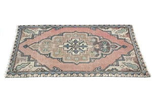 Semi Antique Muted Floral 1'8X2'6 Distressed Oriental Rug