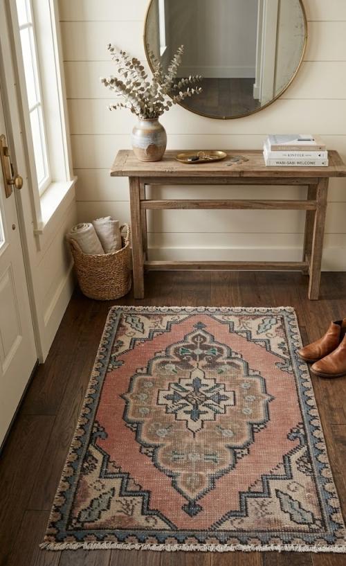 Semi Antique Muted Floral 1'8X2'6 Distressed Oriental Rug