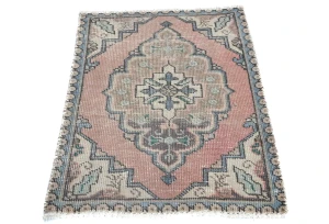 Semi Antique Muted Floral 1'8X2'6 Distressed Oriental Rug
