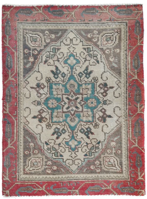 Semi Antique Muted Floral 1'8X2'3 Distressed Oriental Square Rug