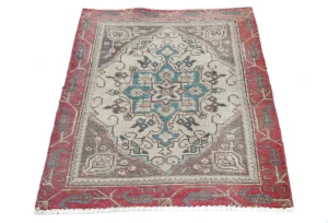 Semi Antique Muted Floral 1'8X2'3 Distressed Oriental Square Rug