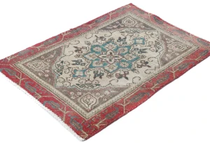 Semi Antique Muted Floral 1'8X2'3 Distressed Oriental Square Rug