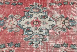 Semi Antique Muted Floral 1'6X2'3 Distressed Oriental Square Rug
