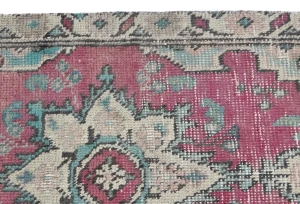 Semi Antique Muted Floral 1'6X2'3 Distressed Oriental Rug