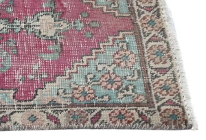 Semi Antique Muted Floral 1'6X2'3 Distressed Oriental Rug