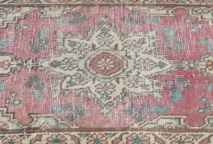 Semi Antique Muted Floral 1'7X2'6 Distressed Vintage Oriental Rug