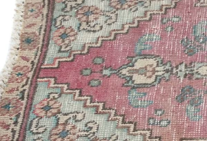 Semi Antique Muted Floral 1'7X2'6 Distressed Vintage Oriental Rug