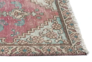 Semi Antique Muted Floral 1'7X2'6 Distressed Vintage Oriental Rug