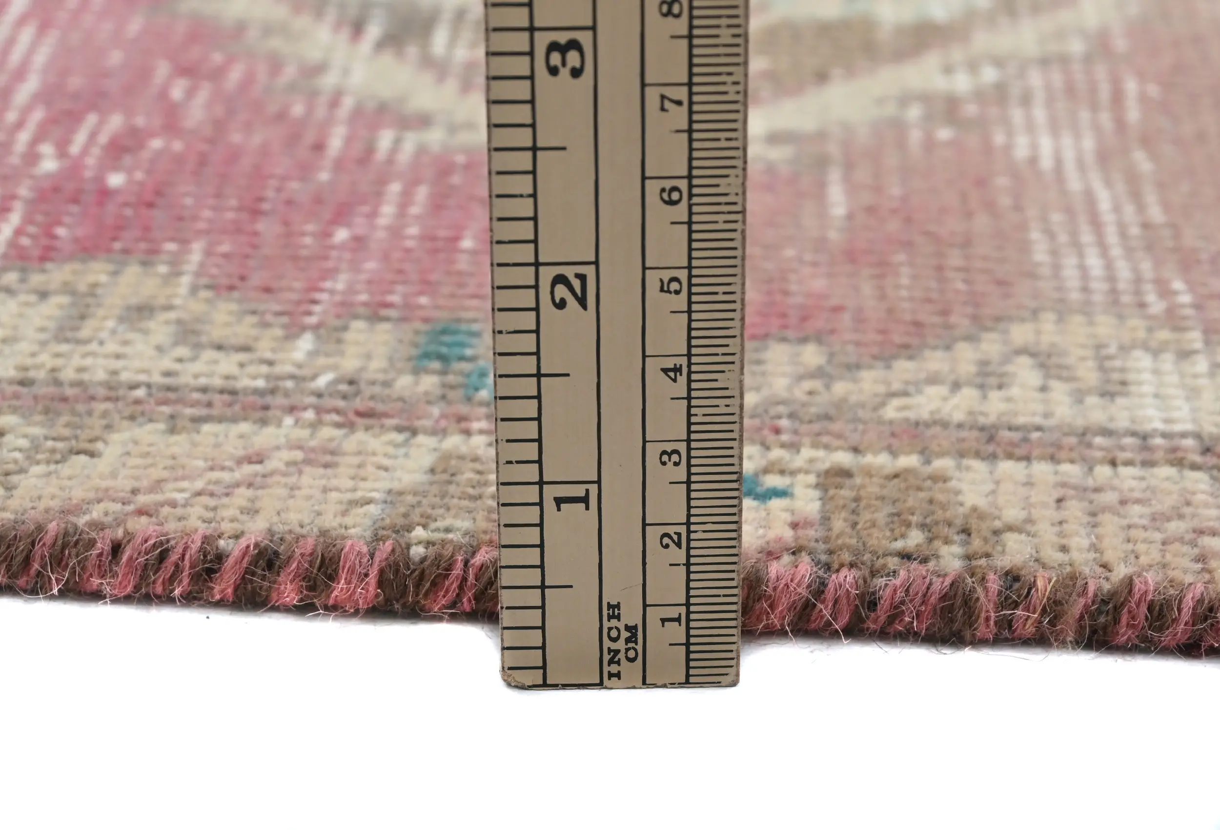 Semi Antique Muted Red Floral 1'7X2'2 Distressed Oriental Rug