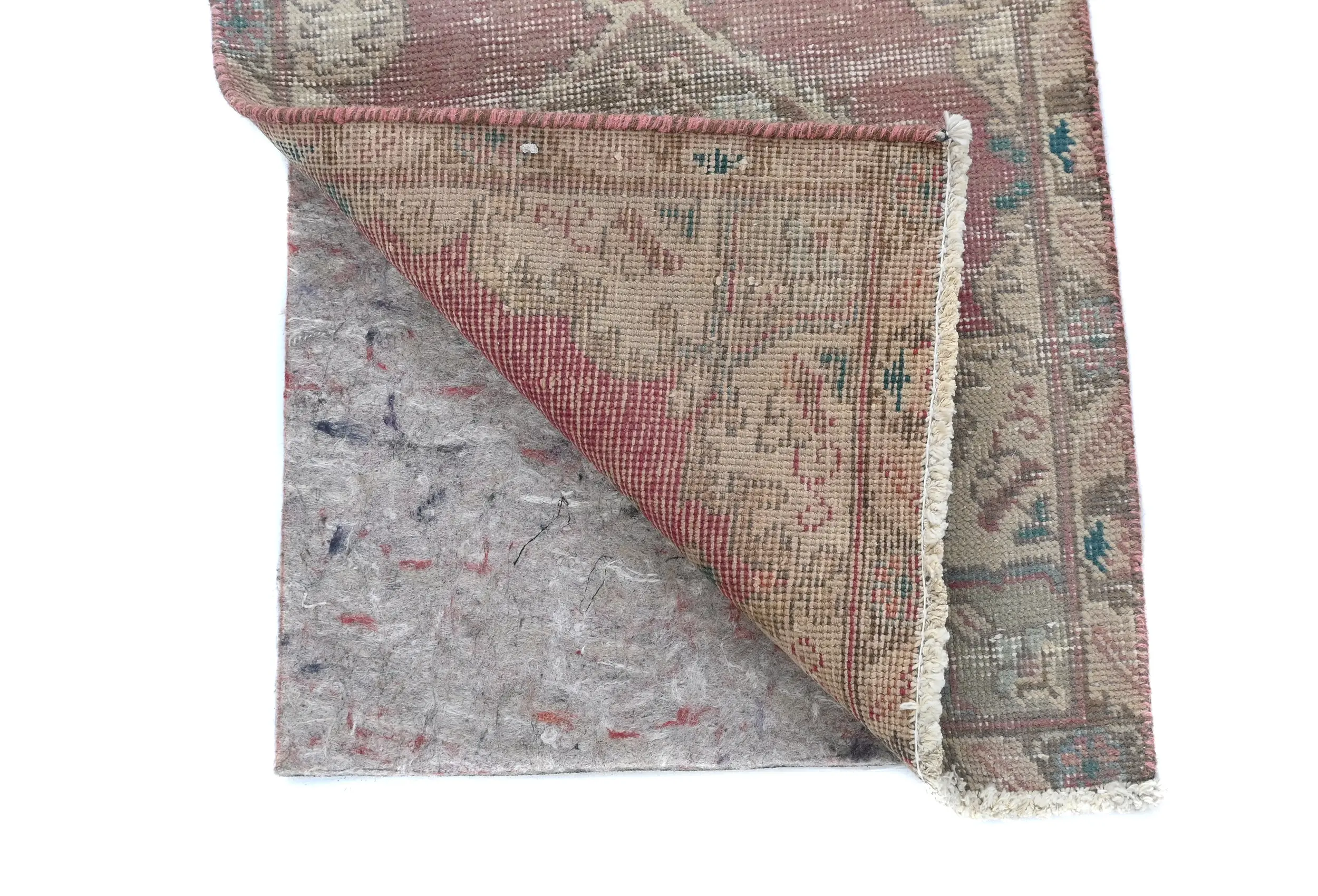 Semi Antique Muted Red Floral 1'7X2'2 Distressed Oriental Rug