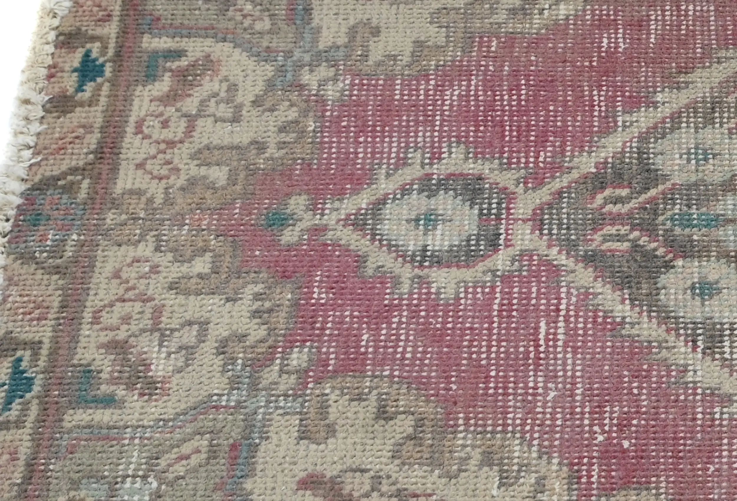 Semi Antique Muted Red Floral 1'7X2'2 Distressed Oriental Rug