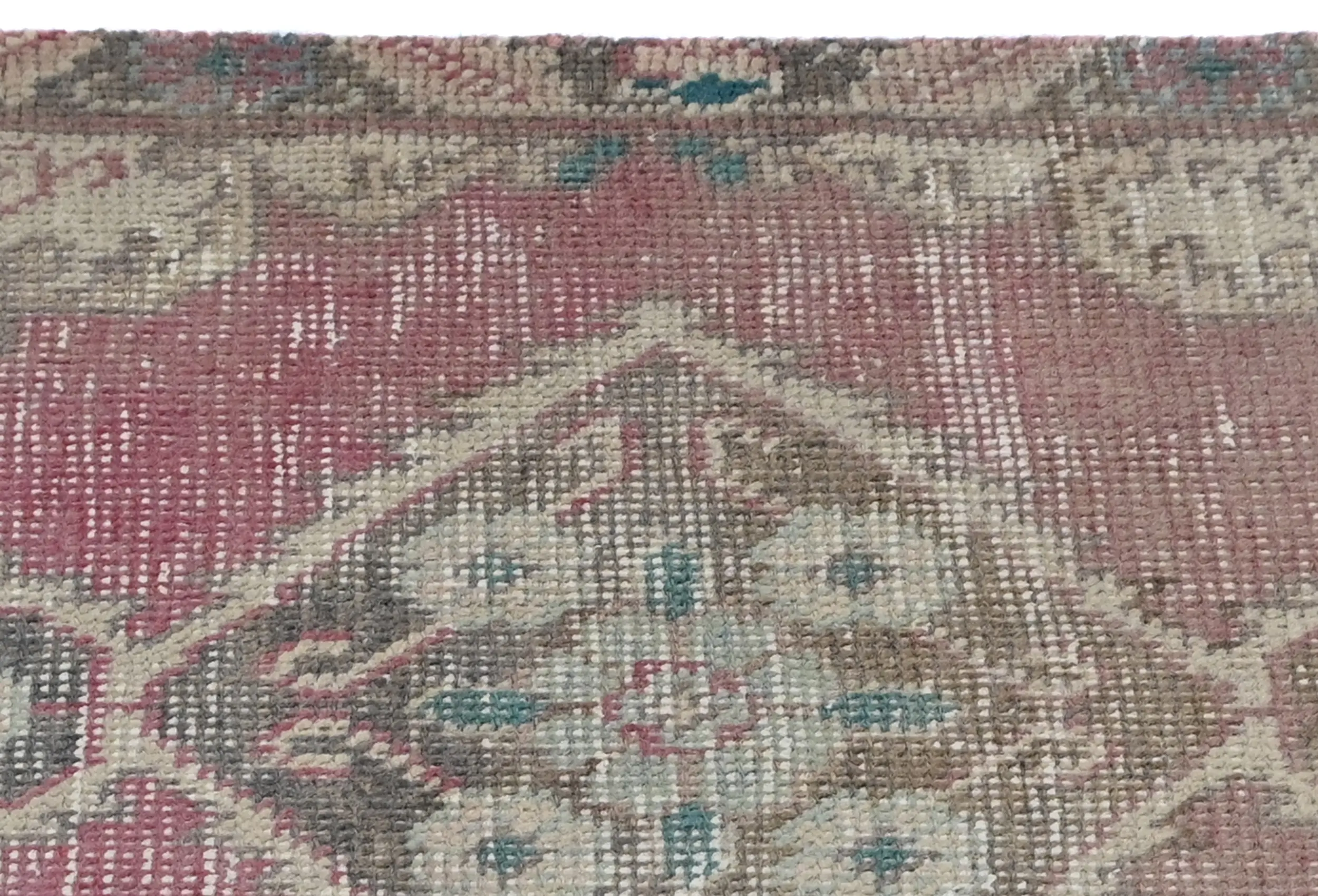 Semi Antique Muted Red Floral 1'7X2'2 Distressed Oriental Rug