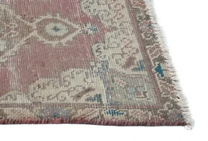 Semi Antique Muted Red Floral 1'7X2'2 Distressed Oriental Rug