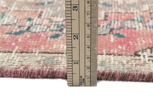 Semi Antique Muted Red Floral 1'8X2'5 Distressed Oriental Rug