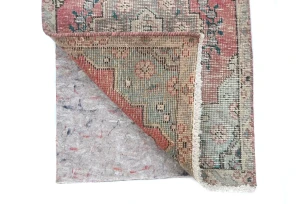 Semi Antique Muted Red Floral 1'8X2'5 Distressed Oriental Rug