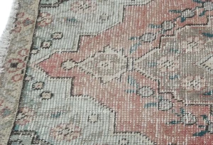 Semi Antique Muted Red Floral 1'8X2'5 Distressed Oriental Rug