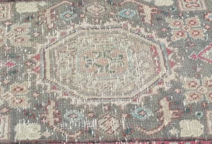 Semi Antique Muted Floral 1'7X2'4 Distressed Vintage Oriental Rug