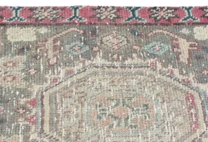 Semi Antique Muted Floral 1'7X2'4 Distressed Vintage Oriental Rug